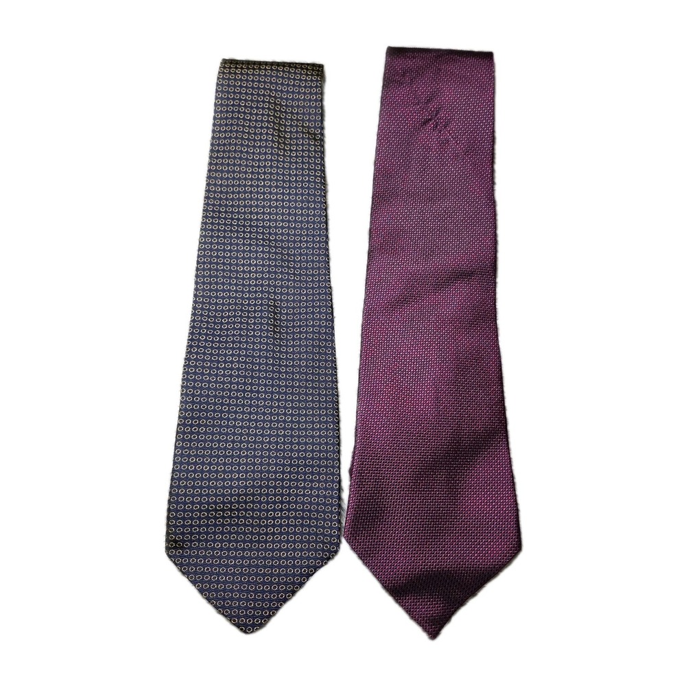 Lauren Ralph Lauren Silk Neckties Lot 2 Blue Gold Geometric Red Textured Classic